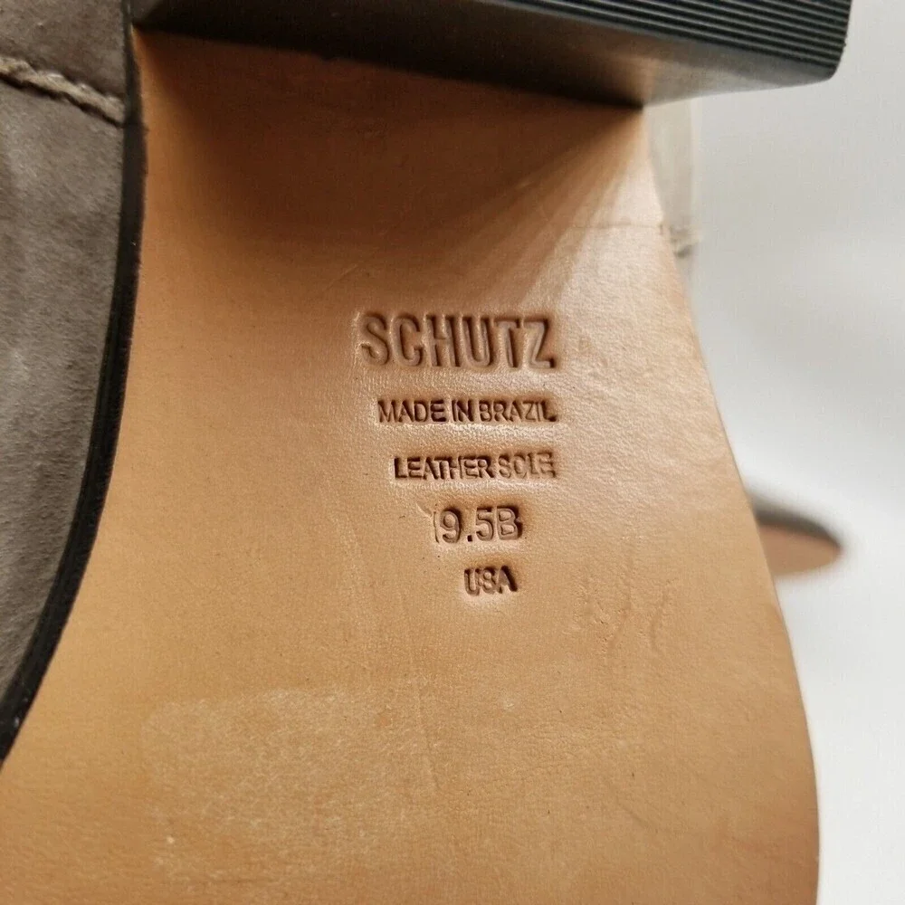 Schutz‎ Womens Jacqueline Taupe Leather Almond Toe Ankle Booties Size 9.5 B